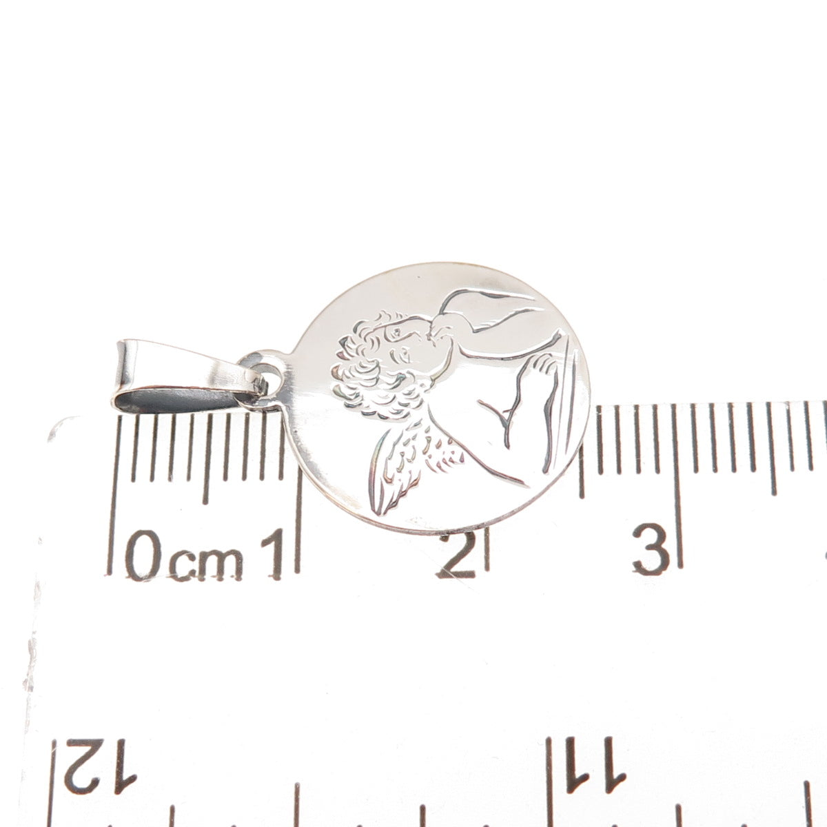 925 Sterling Silver Vintage Italy Cherub Oxidized Charm Pendant