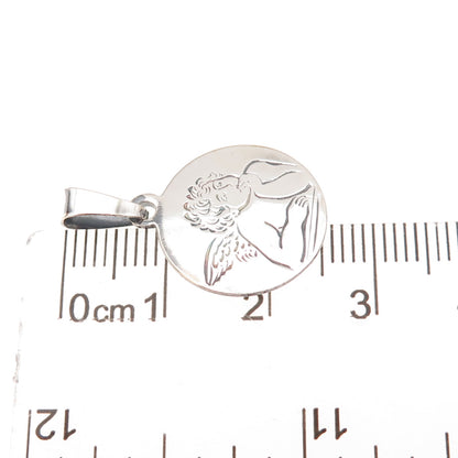925 Sterling Silver Vintage Italy Cherub Oxidized Charm Pendant