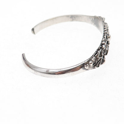 Melvin Tsosie Navajo Old Pawn 925 Sterling Vintage Floral Adjustable Bracelet 6"