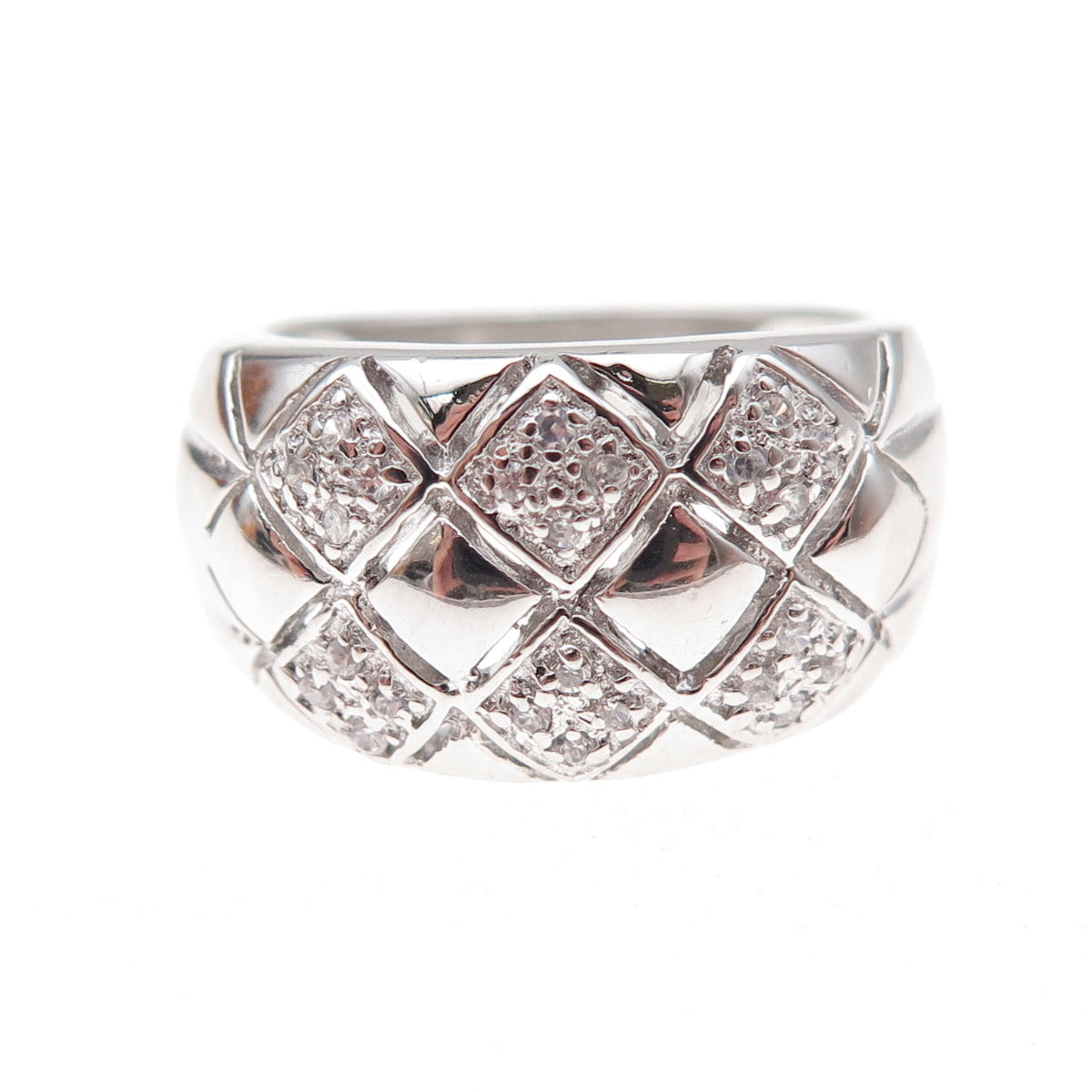 925 Sterling Silver Round-Cut C Z Ring Size 7.25