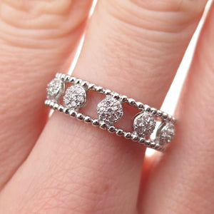 925 Sterling Silver Round-Cut C Z Band Ring Size 8.25