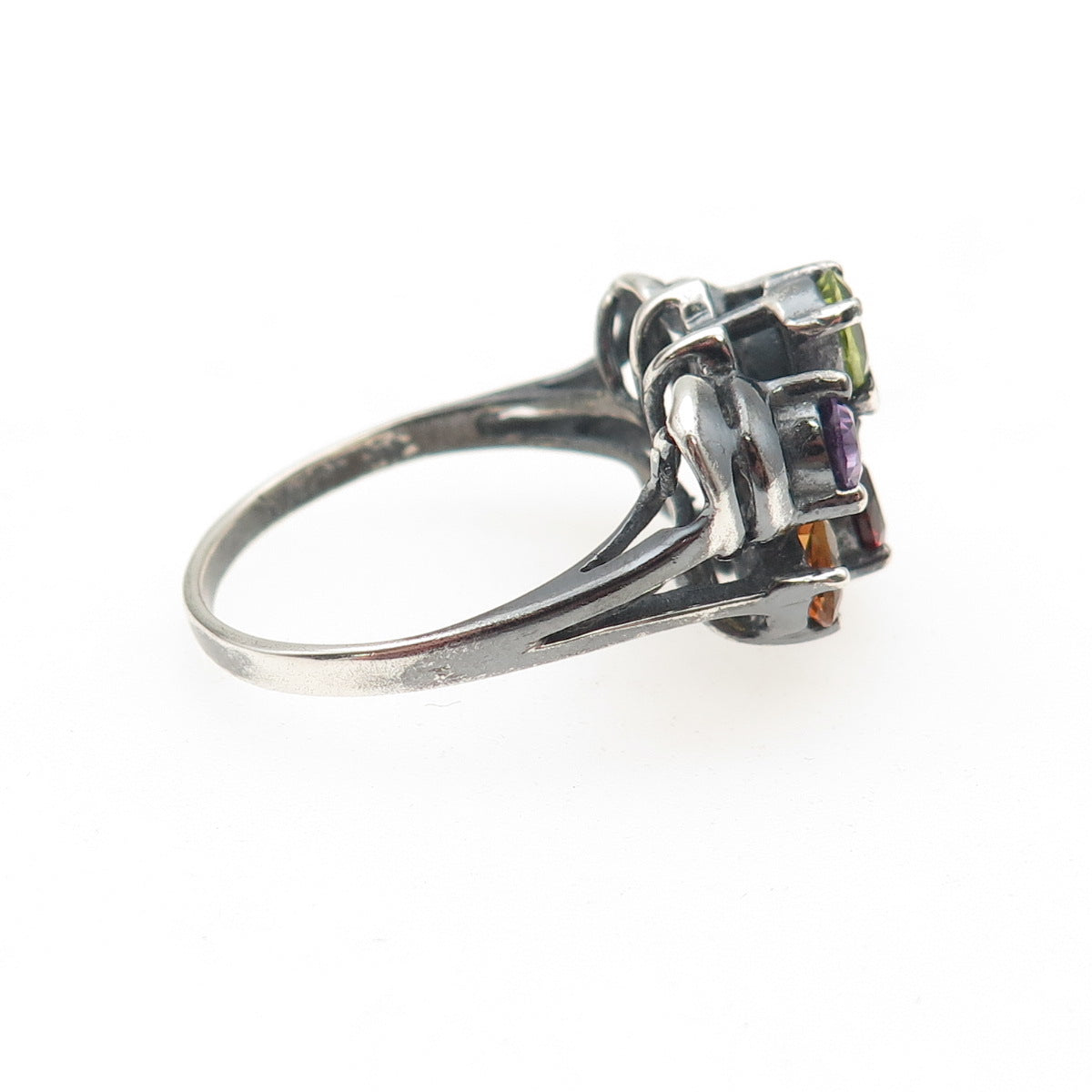 Chapal Zenray Sterling Silver Vintage Real Multi-Gem Butterfly Ring Size 10.75