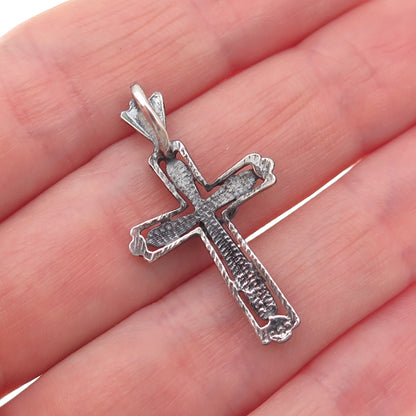 925 Sterling Silver Vintage Crucifix Cross Oxidized Charm Pendant