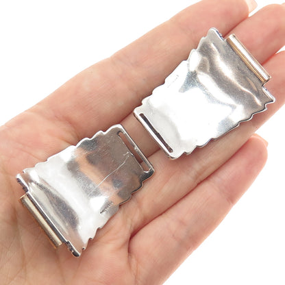 Old Pawn 925 Sterling Silver 2-Tone Vintage Black Onyx Feather Tribal Watch Band