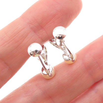 Amco Sterling 14K Gold Filled Antique Art Deco Real Pearl Screw Back Earrings