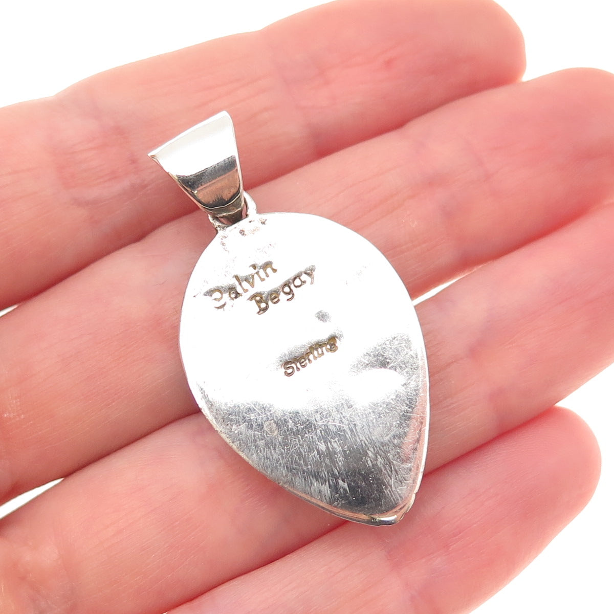 Calvin Begay Navajo Old Pawn 925 Sterling Silver Vintage Multi-Gem Charm Pendant