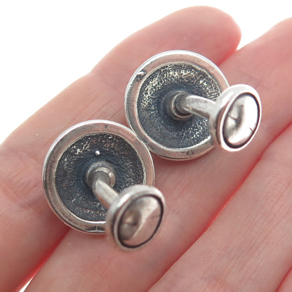925 Sterling Silver Vintage Modernist Sun Oxidized Cufflinks