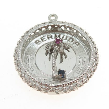 CREA 925 Sterling Silver Vintage Rhinestone "Bermuda" Palm Tree Pendant