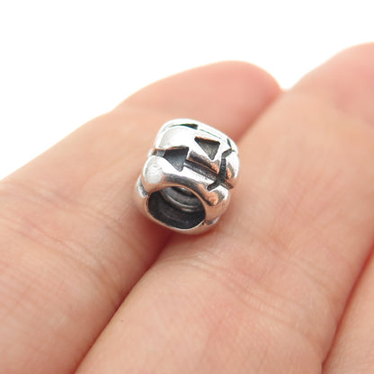 PANDORA 925 Sterling Silver Jack O'Lantern Pumpkin Slide Bead Charm