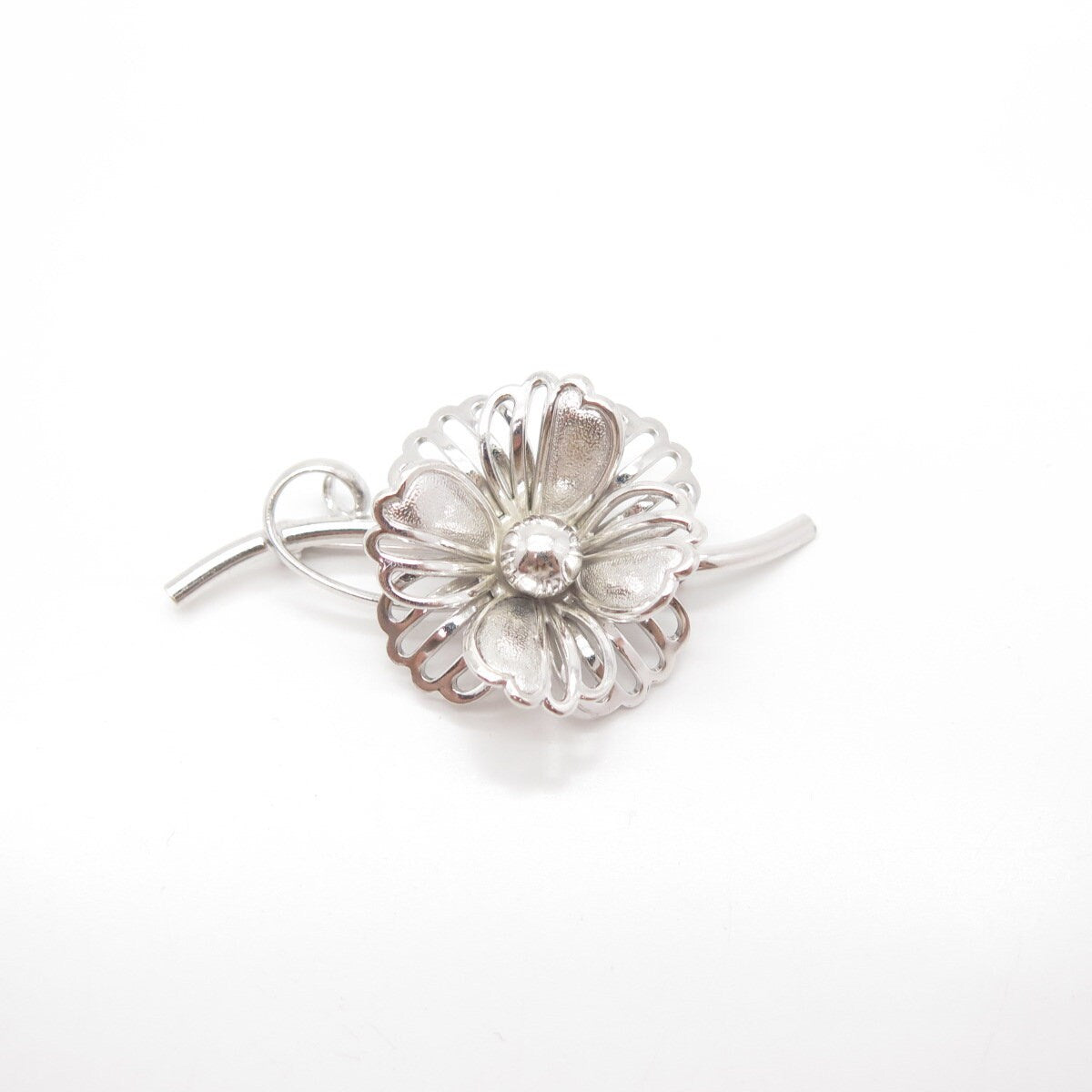 925 Sterling Silver Vintage Forstner Floral Pin Brooch