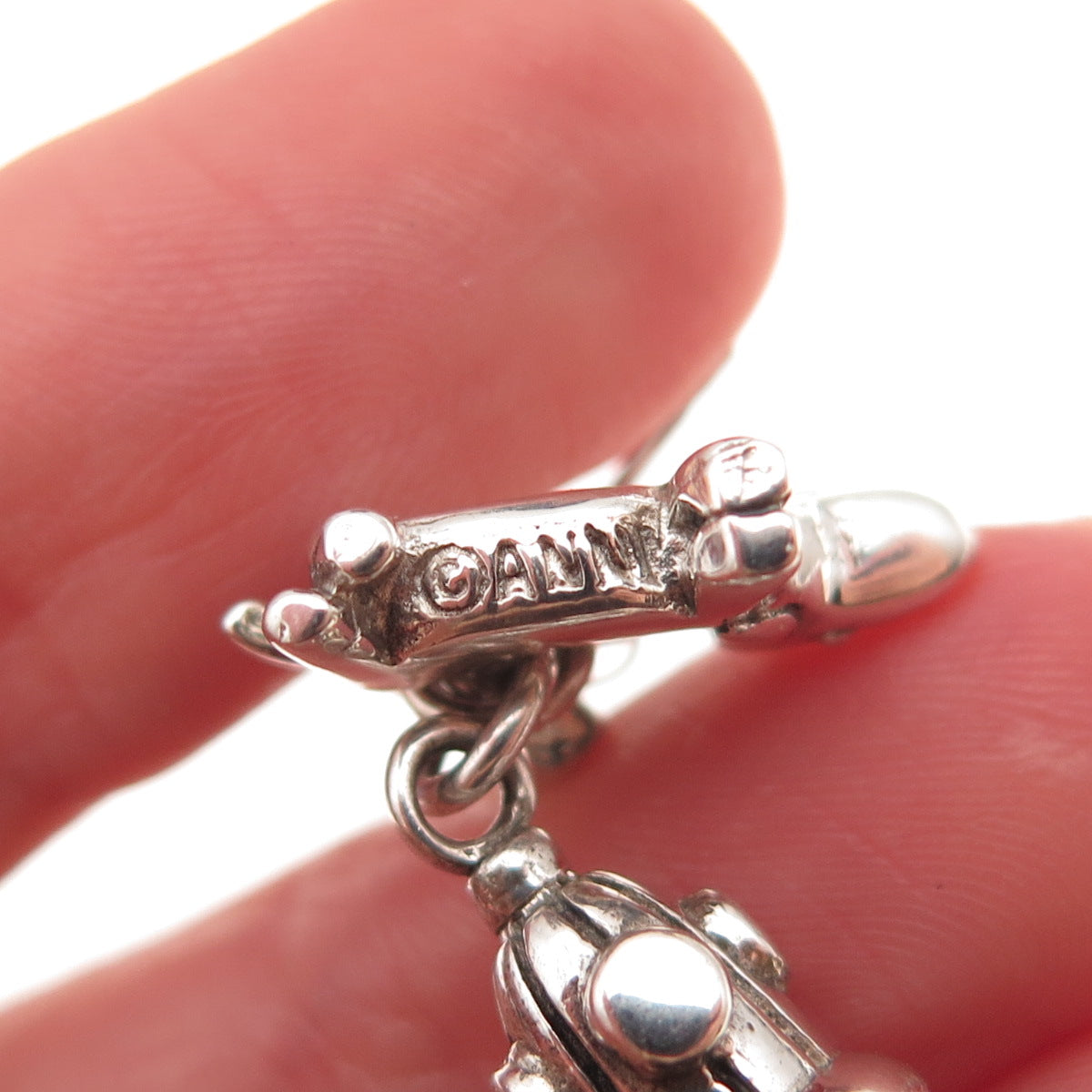 Anne 925 Sterling Silver Vintage Dachshund & Fire Hydrant Dangle Earrings