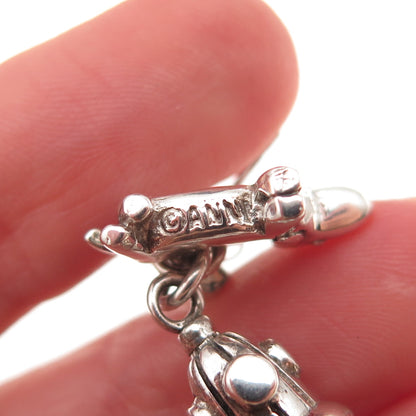 Anne 925 Sterling Silver Vintage Dachshund & Fire Hydrant Dangle Earrings