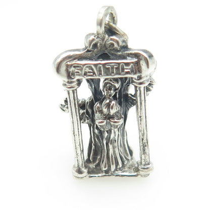 JEWELART 925 Sterling Silver Antique Art Deco Faith Hope & Charity Charm Pendant