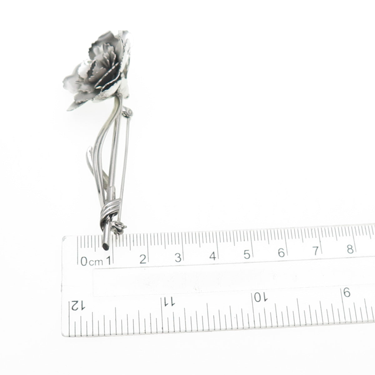 CARL ART 925 Sterling Silver Antique Art Deco Rose Flower Oxidized Pin Brooch