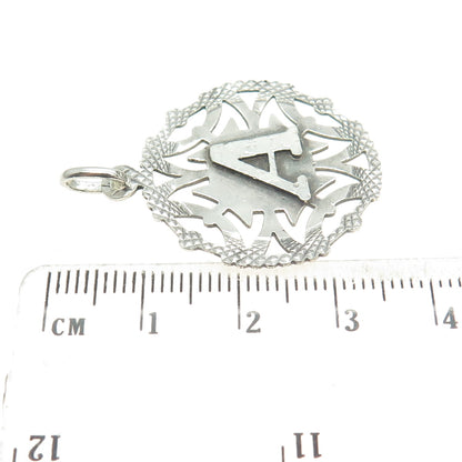 925 Sterling Silver Vintage Letter "A" Initial Diamond-Cut Pendant