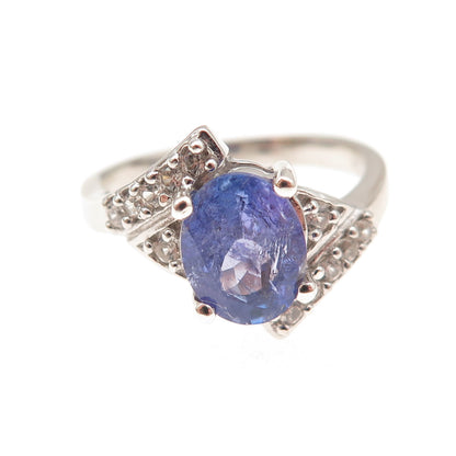 RJ Graziano 925 Sterling Silver Real Tanzanite & White Topaz Ring Size 8