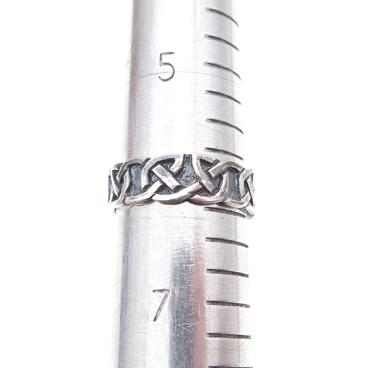 925 Sterling Silver Vintage Celtic Knot Oxidized Band Ring Size 6.25