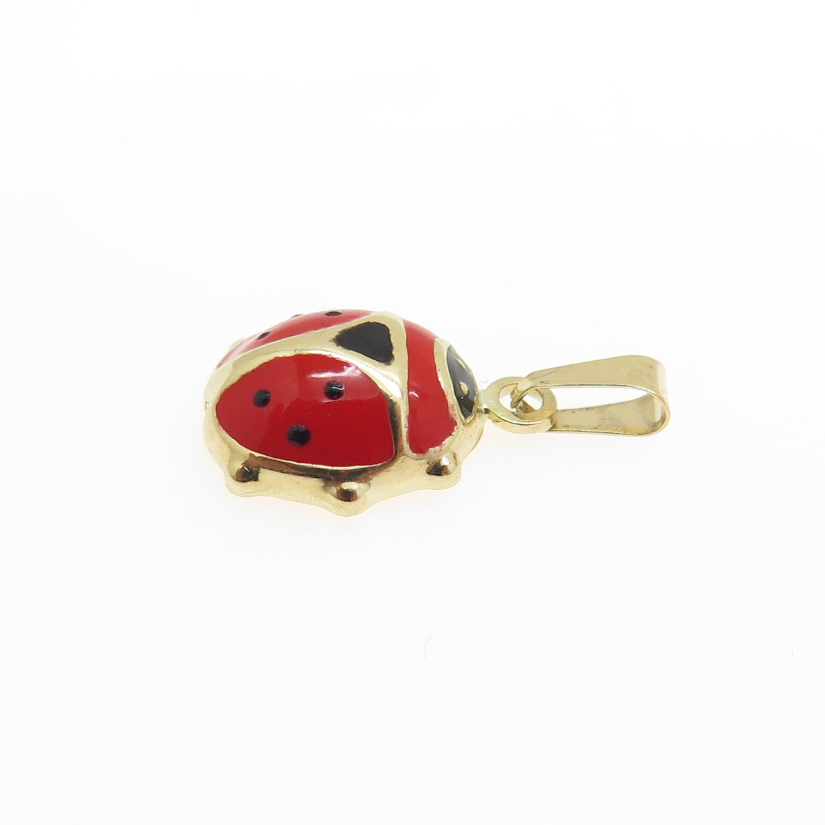 14K Yellow Gold Enamel Ladybug Minimalist Charm Pendant