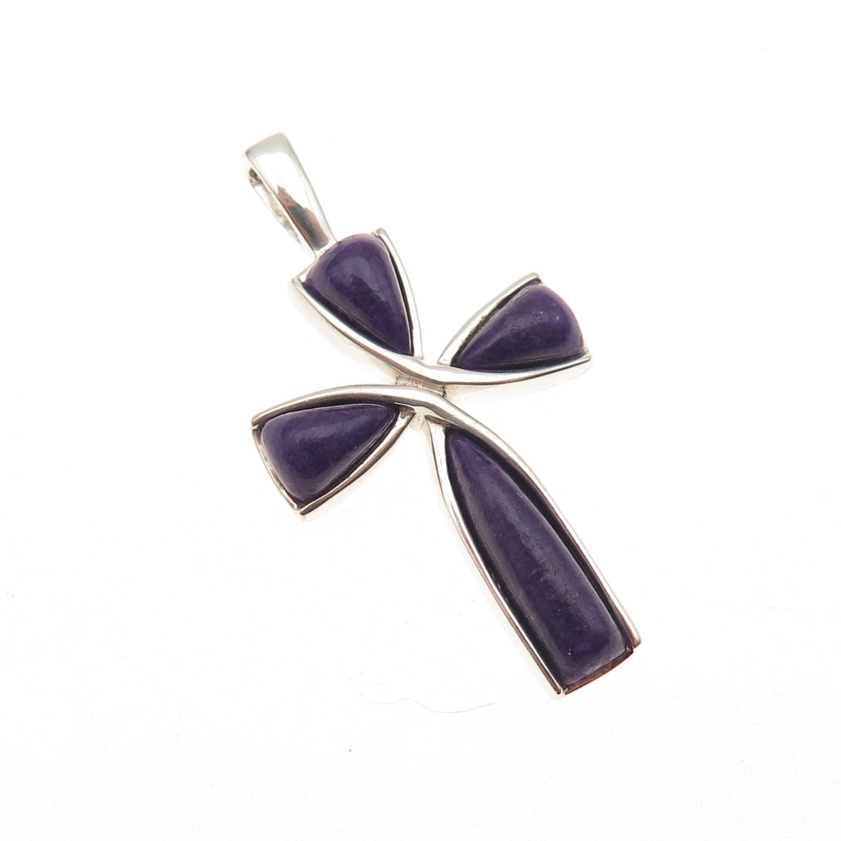 Coleman Co. 925 Sterling Silver Vintage Real Sugilite Cross Charm Pendant