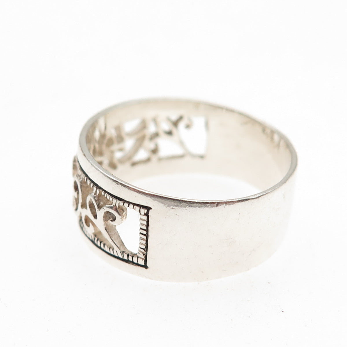 Charles Winston 925 Sterling Silver Vintage Swirl Oxidized Band Ring Size 9