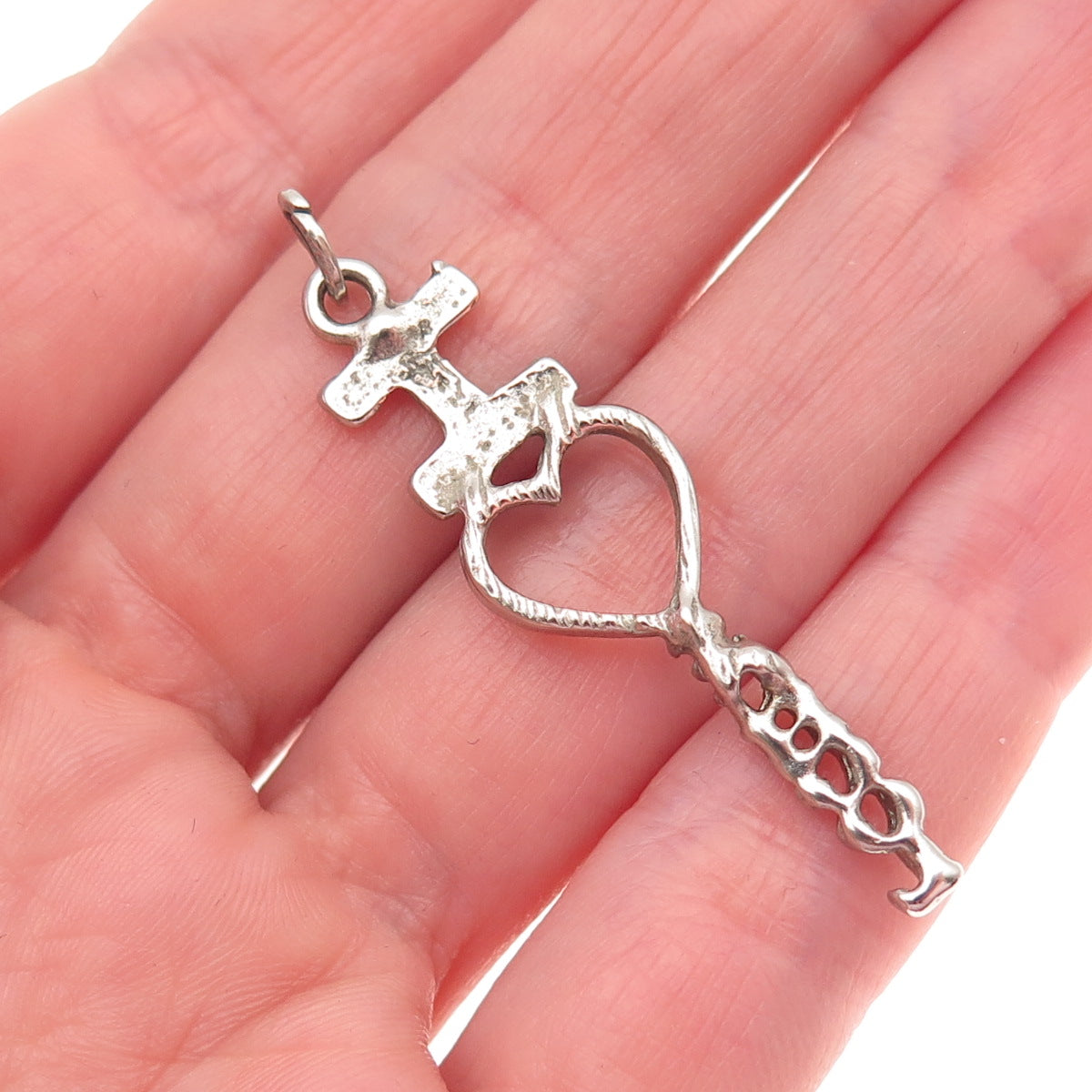 BEAU 925 Sterling Silver Vintage I Love School Oxidized Charm Pendant