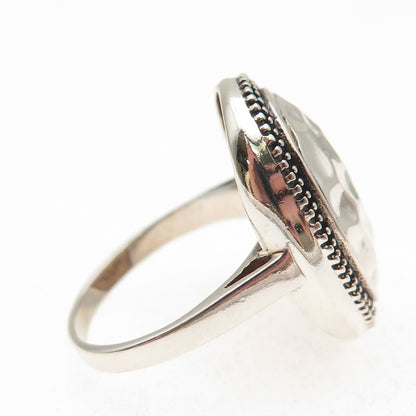 925 Sterling Silver Vintage Modernist Hammered Oxidized Ring Size 8