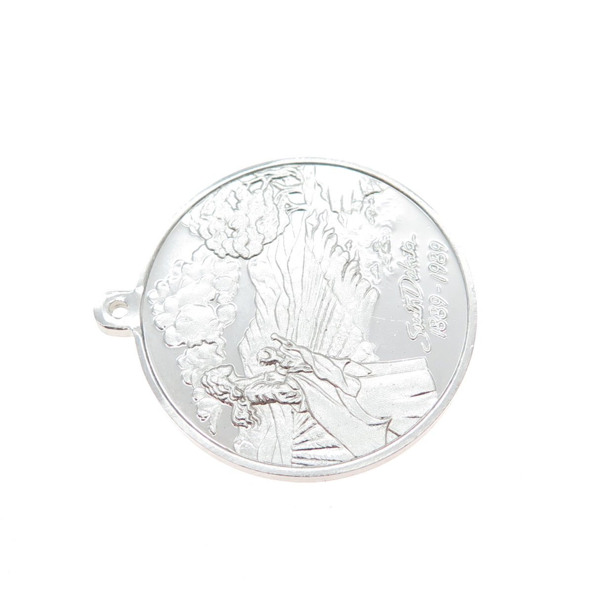 925 Sterling Silver Vintage South Dakota 1889-1989 40th State Charm Pendant