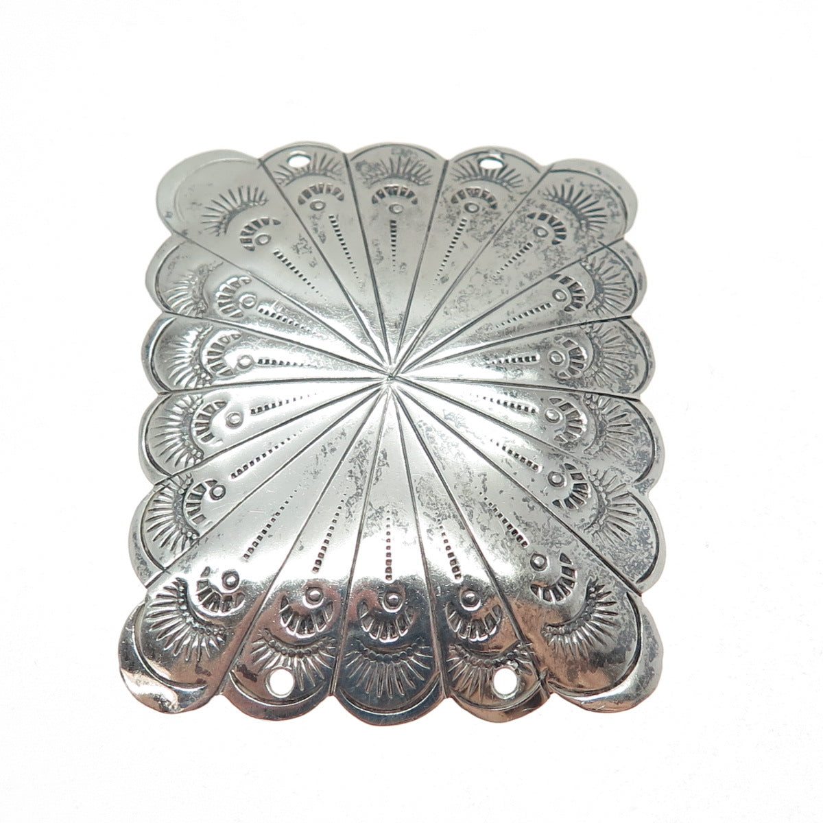 Old Pawn 925 Sterling Silver Vintage Southwestern Tribal Concho Bolo Tie Buckle