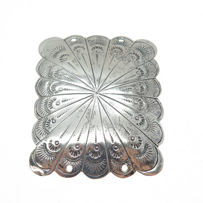 Old Pawn 925 Sterling Silver Vintage Southwestern Tribal Concho Bolo Tie Buckle