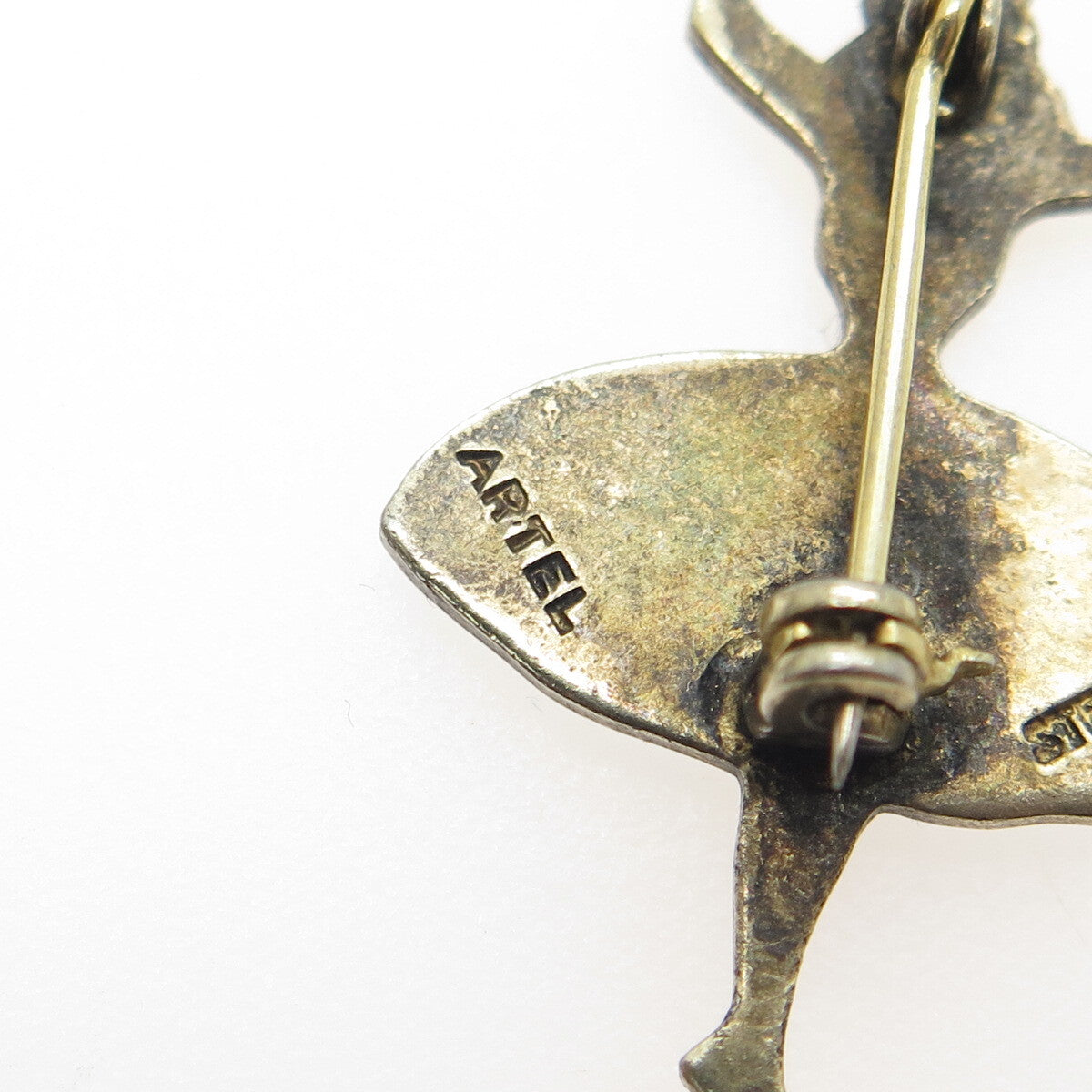 ARTEL 925 Sterling Silver Antique Enamel Ballet Dancer Pin Brooch