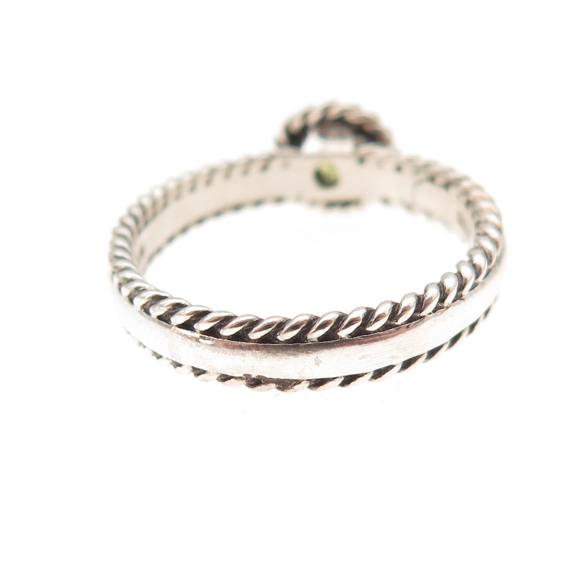 CNA Pranda 925 Sterling Silver Vintage Real Peridot Oxidized Ring Size 7.25