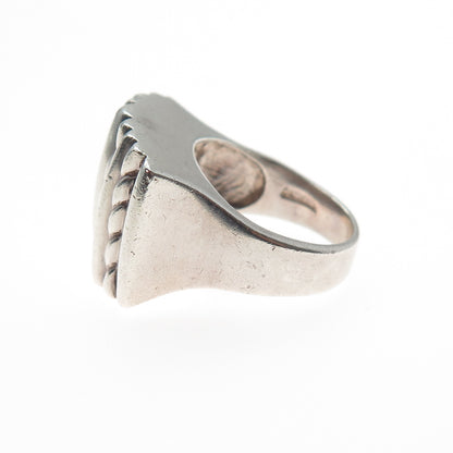 925 Sterling Silver Vintage Modernist Roped Ring Size 6.5