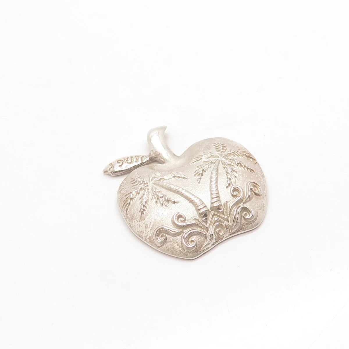 925 Sterling Silver Vintage Praschnik Palm Tree Apple Pendant