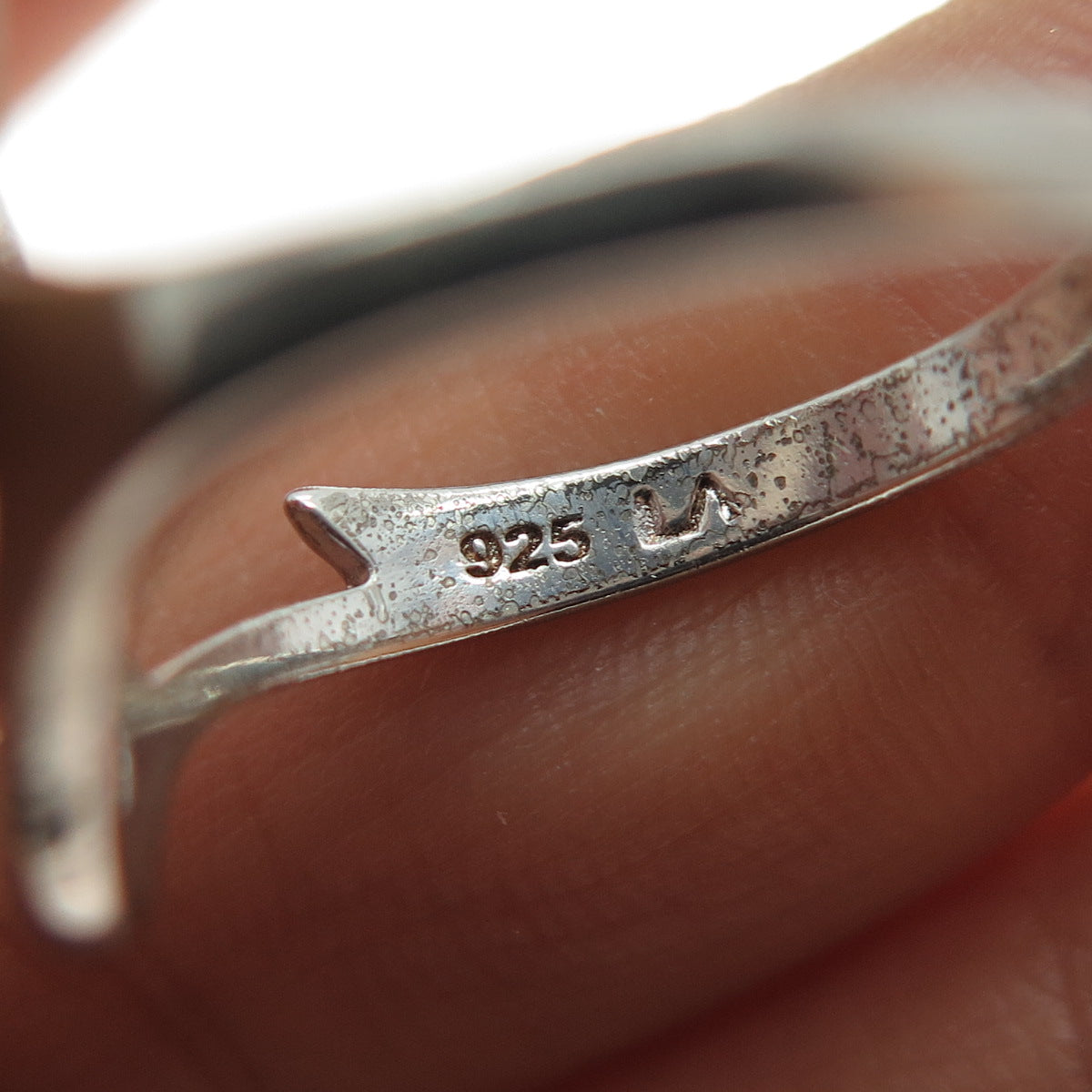 925 Sterling Silver Vintage Modernist Heart Oxidized Ring Size 7