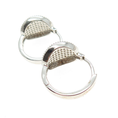 925 Sterling Silver Round-Cut Shaped C Z Huggie Earrings