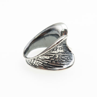 925 Sterling Silver Vintage Modernist Hug Oxidized Ring Size 6.75