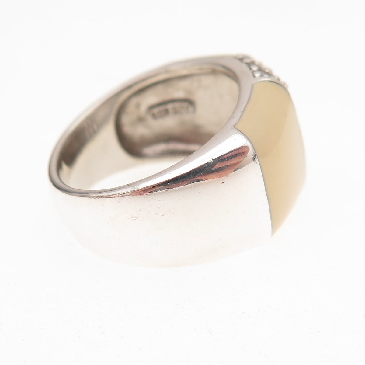 925 Sterling Silver Enamel & Round-Cut C Z Ring Size 7.75