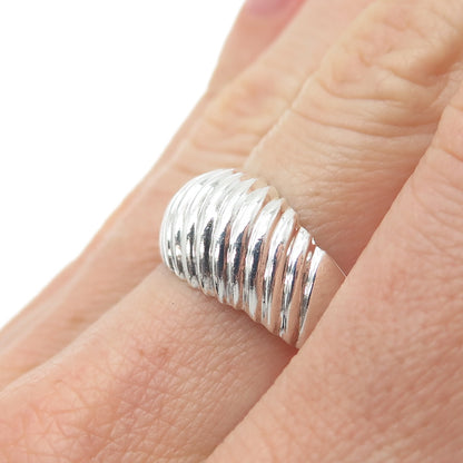 CHAPAL ZENRAY 925 Sterling Silver Vintage Ribbed Dome Oxidized Ring Size 7.25