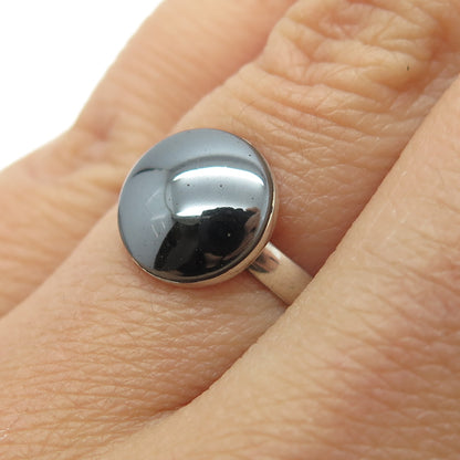 925 Sterling Silver Vintage Real Hematite Gemstone Ring Size 6.75