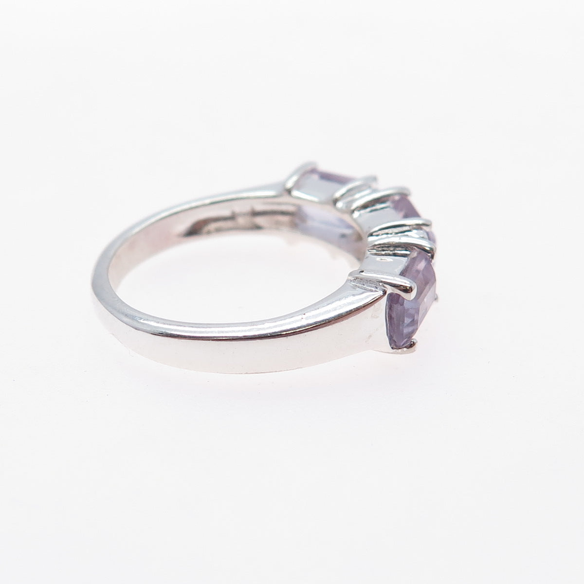 925 Sterling Silver Vintage Real Amethyst & C Z Ring Size 6