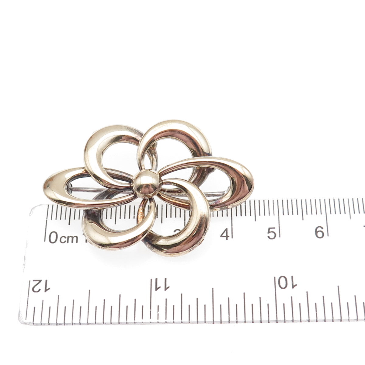 SYMMETALIC 925 Sterling 1/20 14K Gold Filled Antique Art Deco Flower Pin Brooch