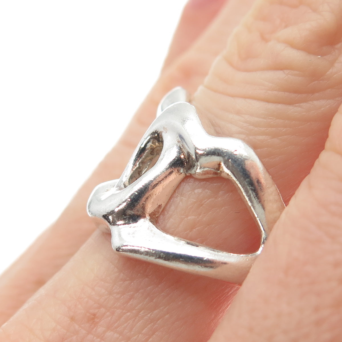 925 Sterling Silver Vintage Modernist Interlocked Ring Size 8.25