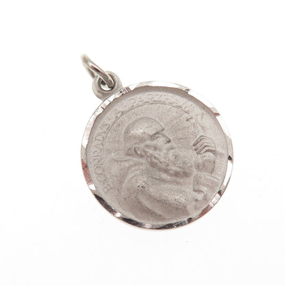 925 Sterling Silver Filled Vintage Saint John Eudes Mini Charm Pendant