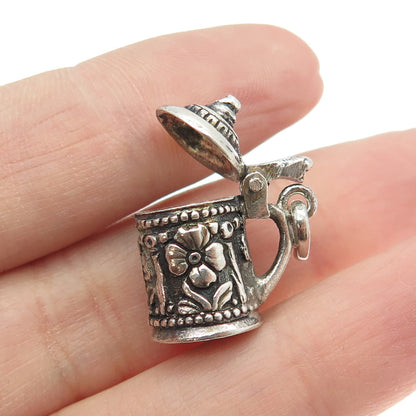 800 Silver Antique Art Deco Beer Stein Movable Pendant