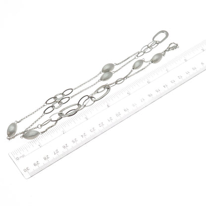 925 Sterling Silver Oval Beads By The Yard Cable Chain Necklace 32"