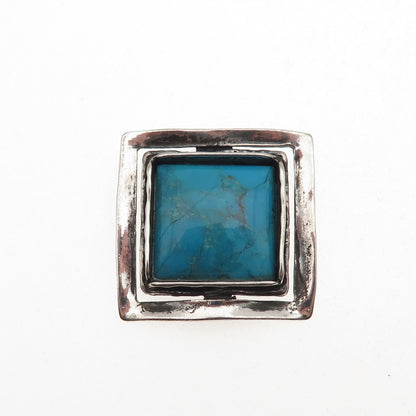 Silpada 925 Sterling Silver Vintage Real Bisbee Turquoise Oxidized Slide Pendant