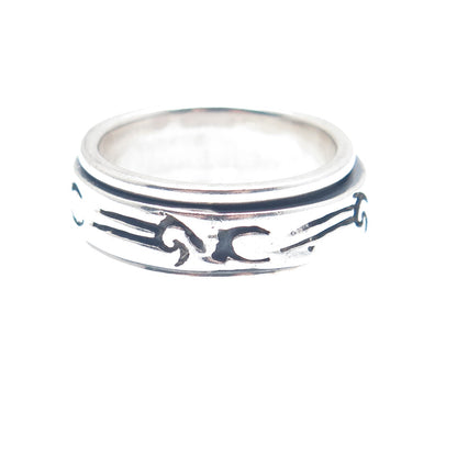 925 Sterling Silver Vintage Tribal Band Ring Size 9.5