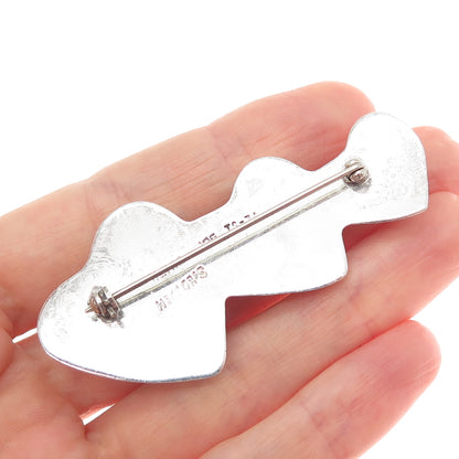 HECTOR'S 925 Sterling Silver Vintage Mexico Triple Heart Family Pin Brooch