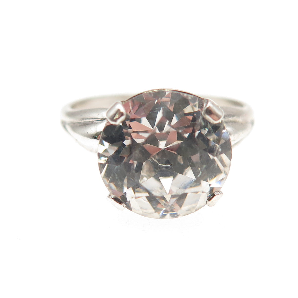 Clark & Coombs 925 Sterling Silver Vintage Rhinestone Engagement Ring Size 6.25