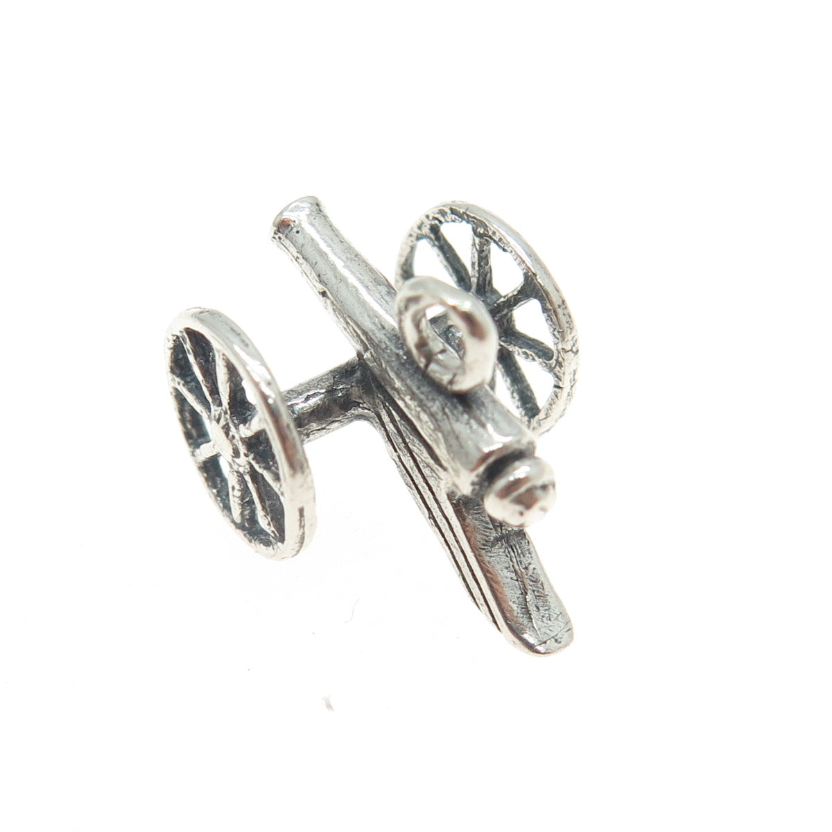 925 Sterling Silver Vintage Cannon Military Minimalist 3D Charm Pendant